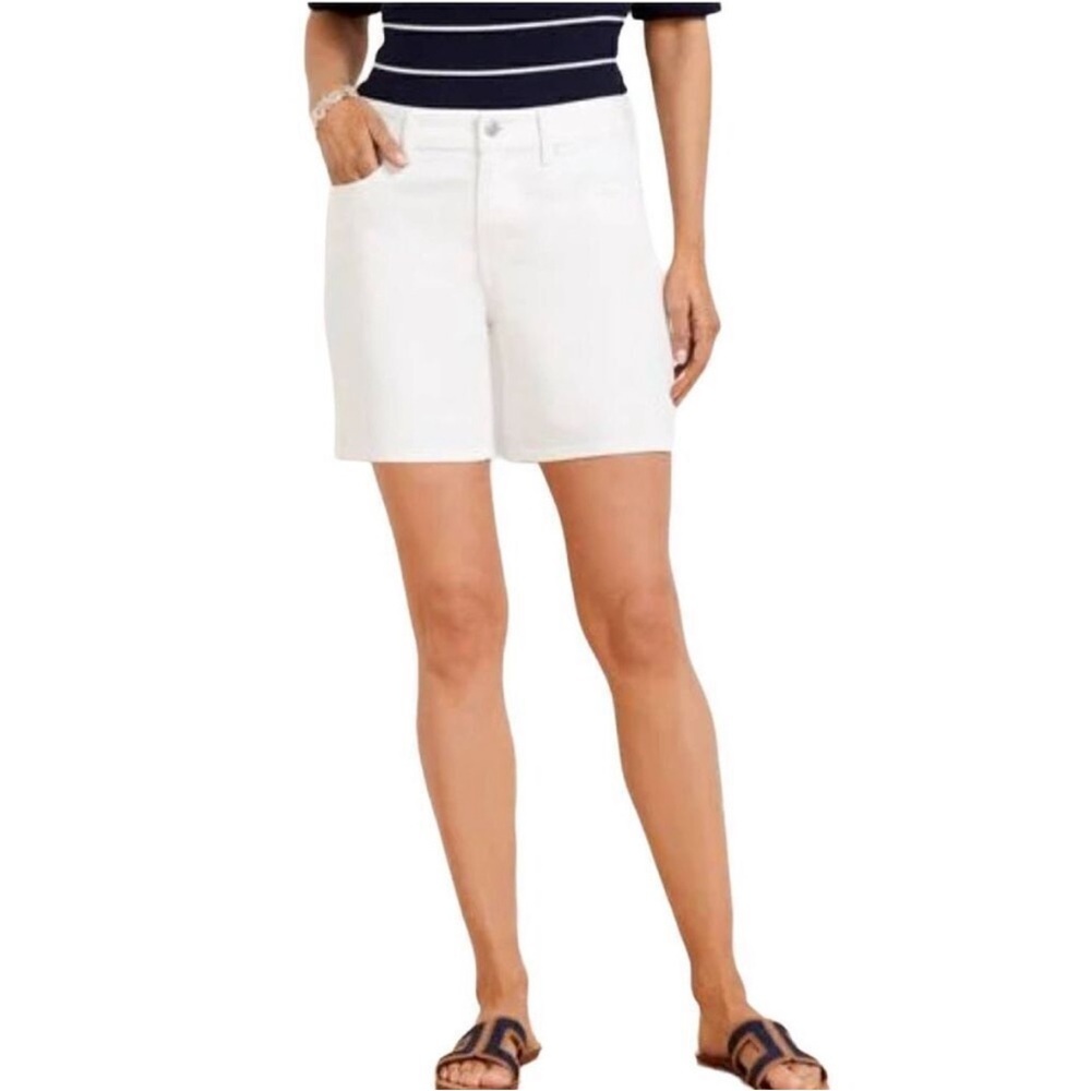 NEW Talbots White Shorts High Rise Lightweight Summer Long Cotton Size 16